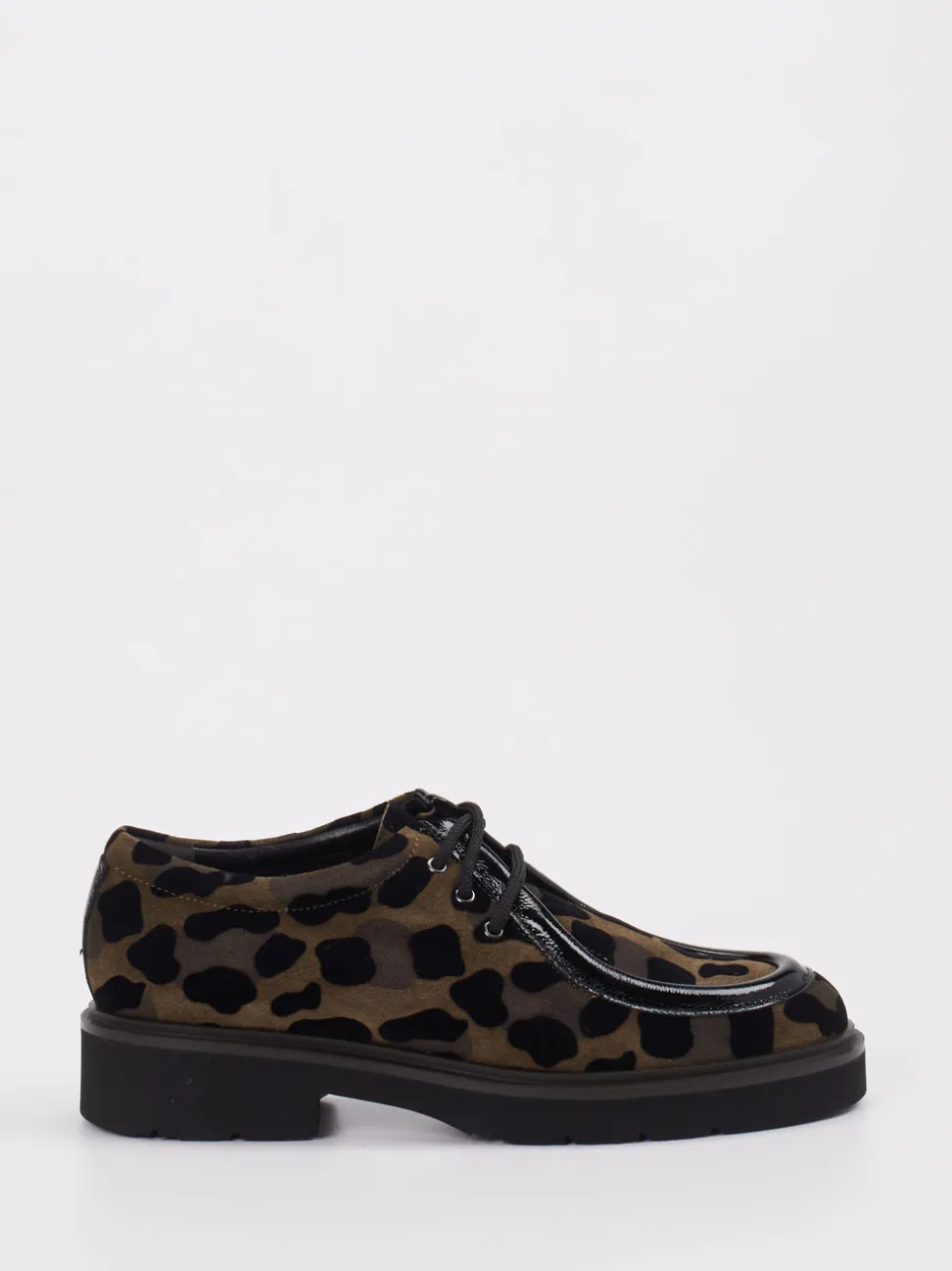 Mannori – Derby-Schnürschuhe aus Veloursleder Leoprint
