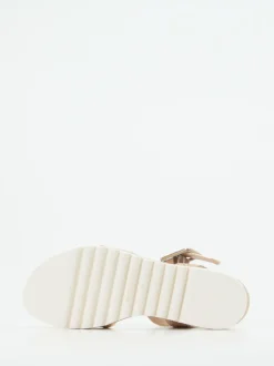 Mannori – Keilsandalette aus Metallicleder Rosé-Beige