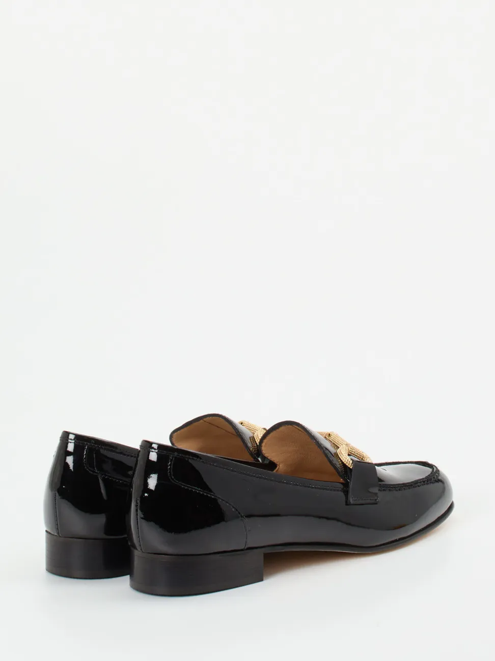 Mannori – Loafer aus Lackleder schwarz goldfarbene Spange