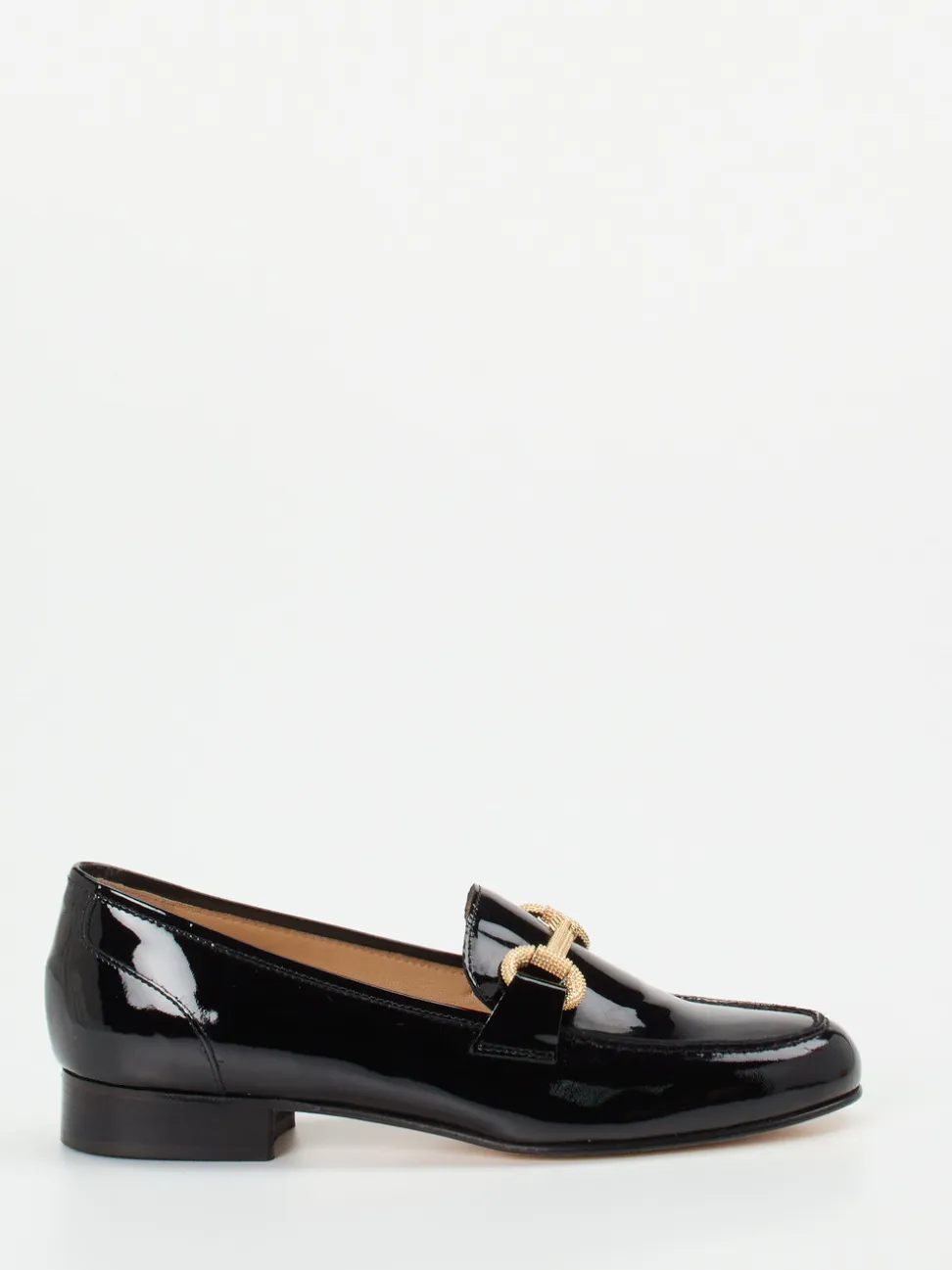 Mannori – Loafer aus Lackleder schwarz goldfarbene Spange