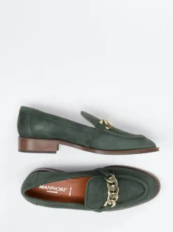 Mannori – Loafer aus Veloursleder in Tannengrün