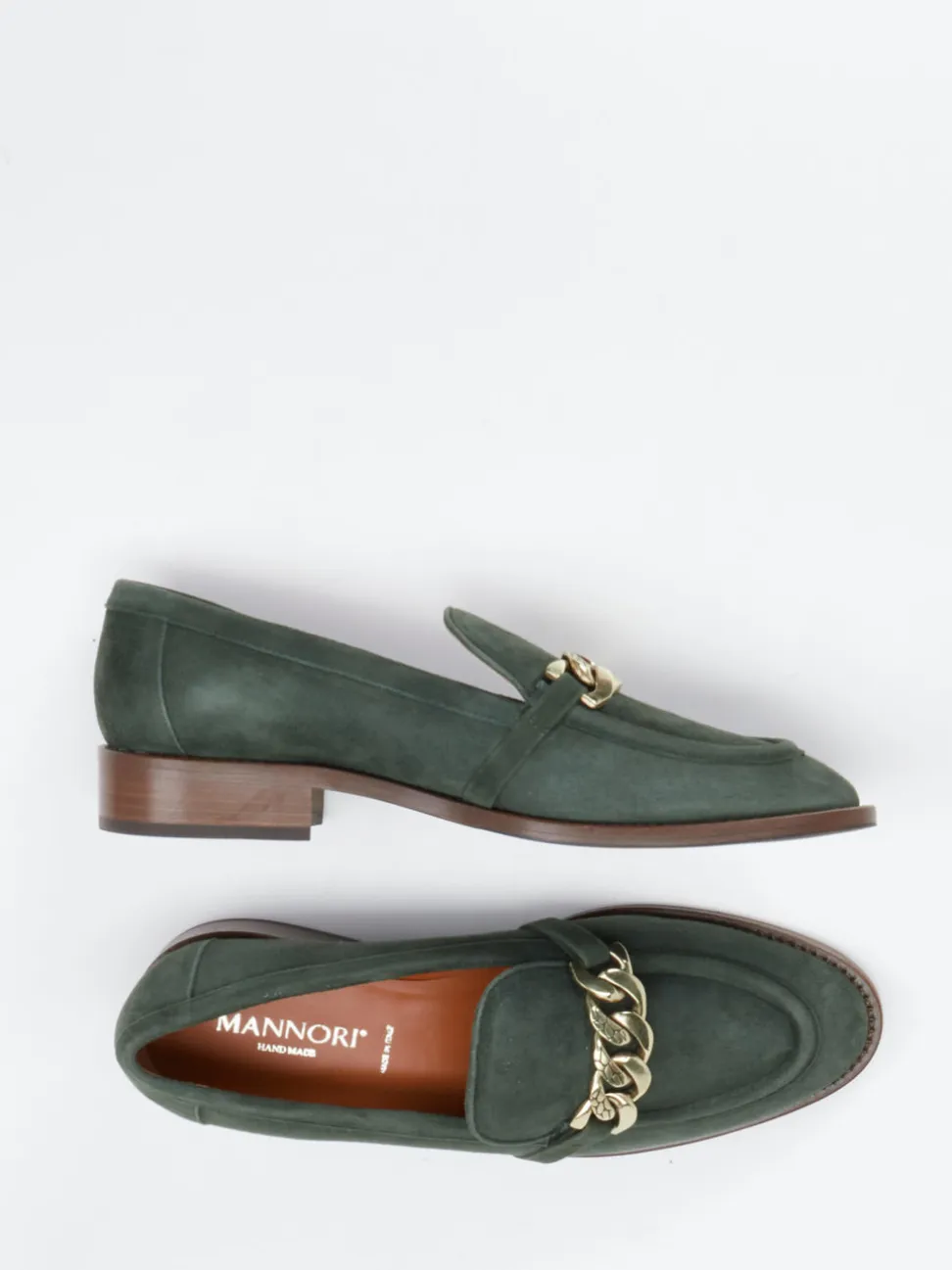 Mannori – Loafer aus Veloursleder in Tannengrün
