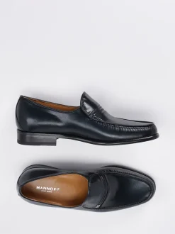 Mannori – Penny Loafer aus Ziegenleder in Blau