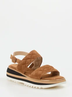 Mannori – Plateau-Sandale aus Veloursleder cognacbraun