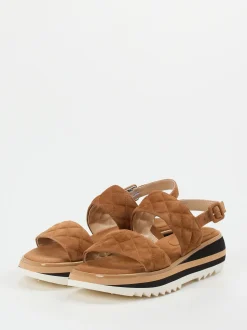 Mannori – Plateau-Sandale aus Veloursleder cognacbraun