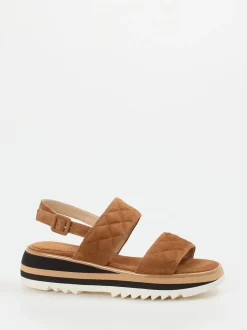 Mannori – Plateau-Sandale aus Veloursleder cognacbraun