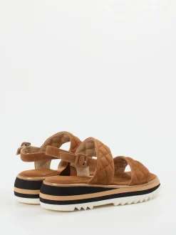 Mannori – Plateau-Sandale aus Veloursleder cognacbraun
