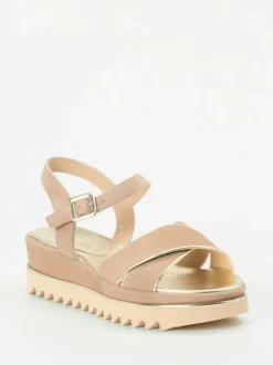 Mannori – Plateau-Sandale aus Veloursleder Rosébeige