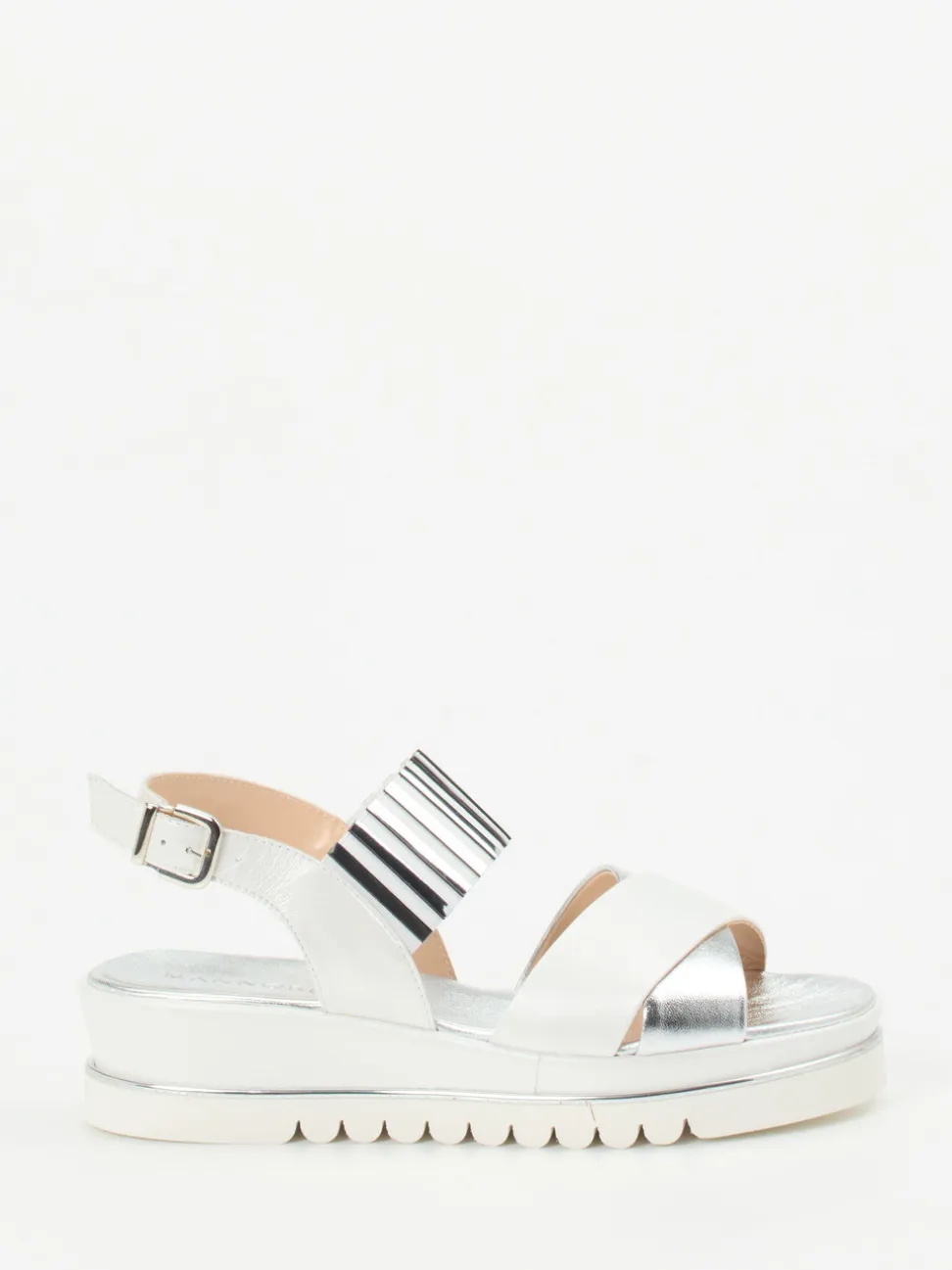 Mannori – Plateau-Sandalen aus Metallicleder Offwhite