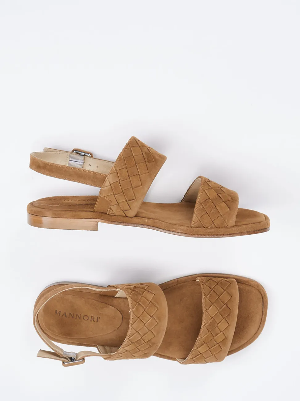 Mannori – Sandalen aus Veloursleder cognacfarben