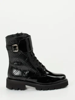 Mannori – Schnürboots aus Lackleder Schwarz