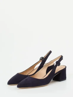 Mannori – Slingback-Pumps aus Veloursleder Dunkelblau