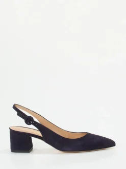 Mannori – Slingback-Pumps aus Veloursleder Dunkelblau