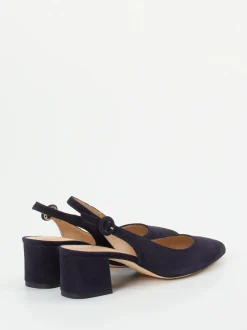 Mannori – Slingback-Pumps aus Veloursleder Dunkelblau
