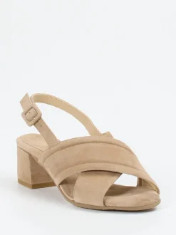 Mannori – Slingback-Sandale aus Veloursleder beige
