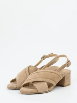 Mannori – Slingback-Sandale aus Veloursleder beige