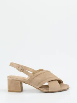 Mannori – Slingback-Sandale aus Veloursleder beige