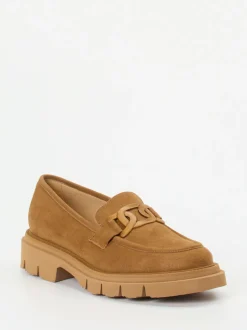 Mannori – Slipper aus Veloursleder Cognacbraun