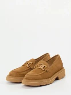 Mannori – Slipper aus Veloursleder Cognacbraun