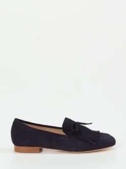 Mannori – Slipper aus Veloursleder Dunkelblau