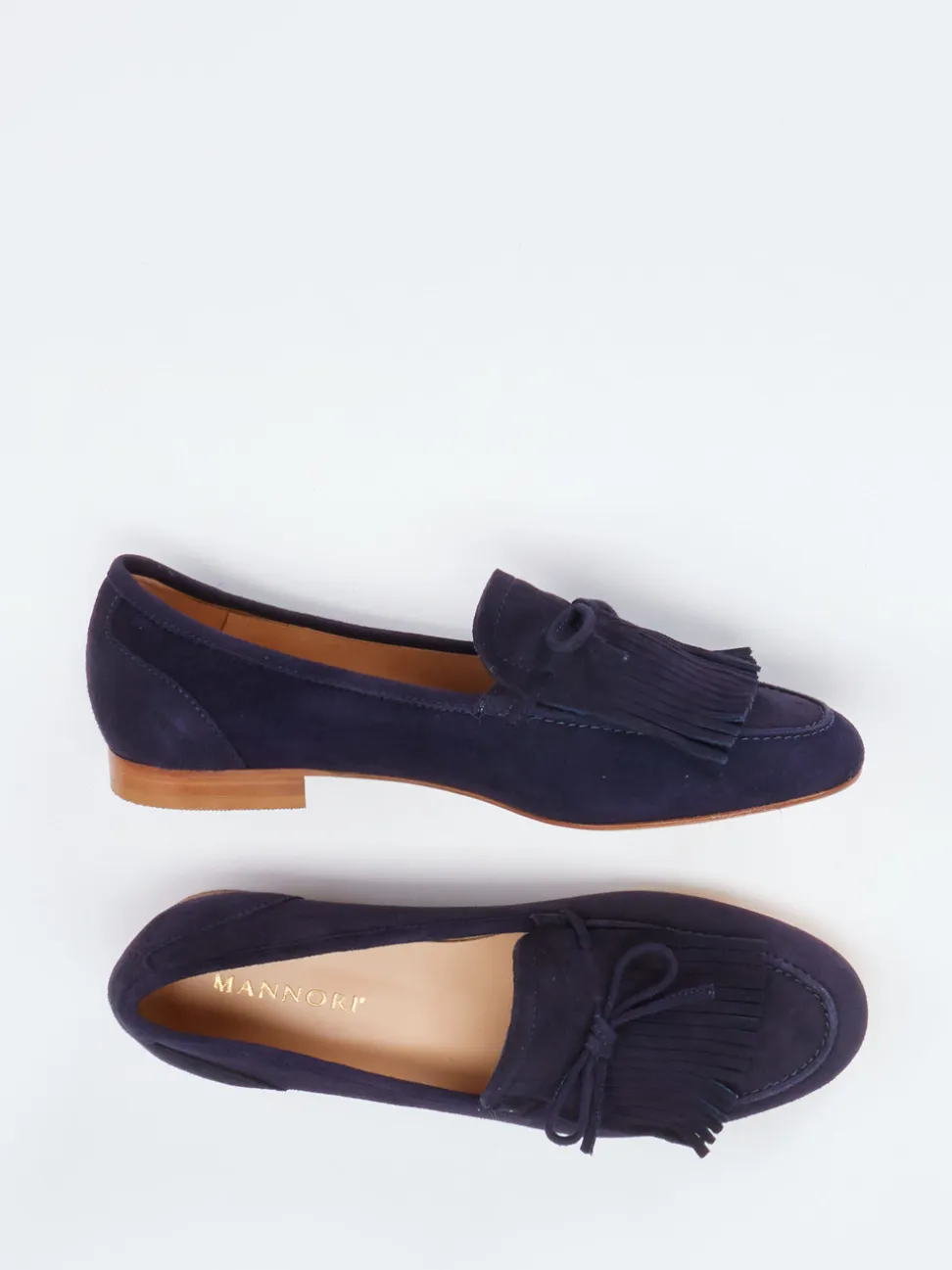 Mannori – Slipper aus Veloursleder Dunkelblau