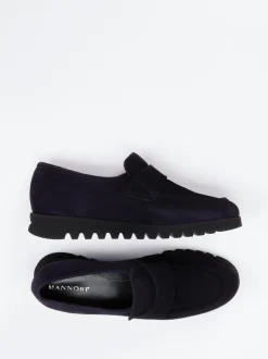 Mannori – Slipper aus Veloursleder Tiefviolett