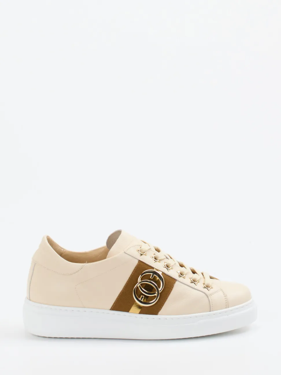 Mannori – Sneaker aus Kalbleder in Cremebeige