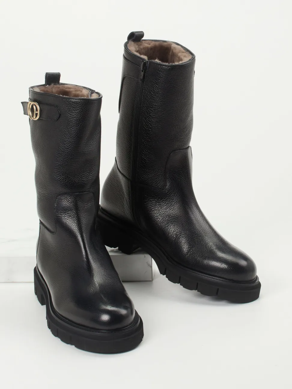 Mannori – Stiefel aus Kalbleder schwarz genarbt
