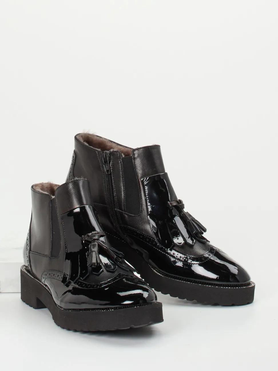 Mannori – Stiefelette aus Lackleder Schwarz