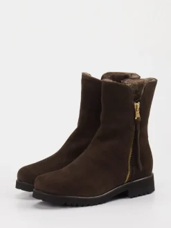 Mannori – Stiefeletten aus Veloursleder dunkelbraun