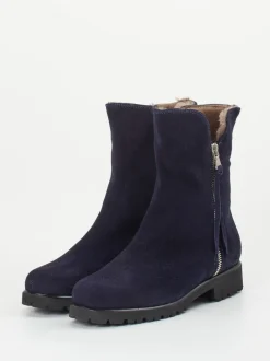 Mannori – Stiefeletten aus Veloursleder dunkelblau