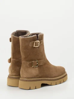 Mannori – Stiefeletten aus Veloursleder Karamellbraun