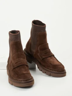 Mannori – Stiefeletten aus Veloursleder Braun