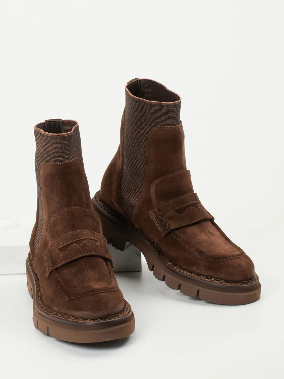 Mannori – Stiefeletten aus Veloursleder Braun