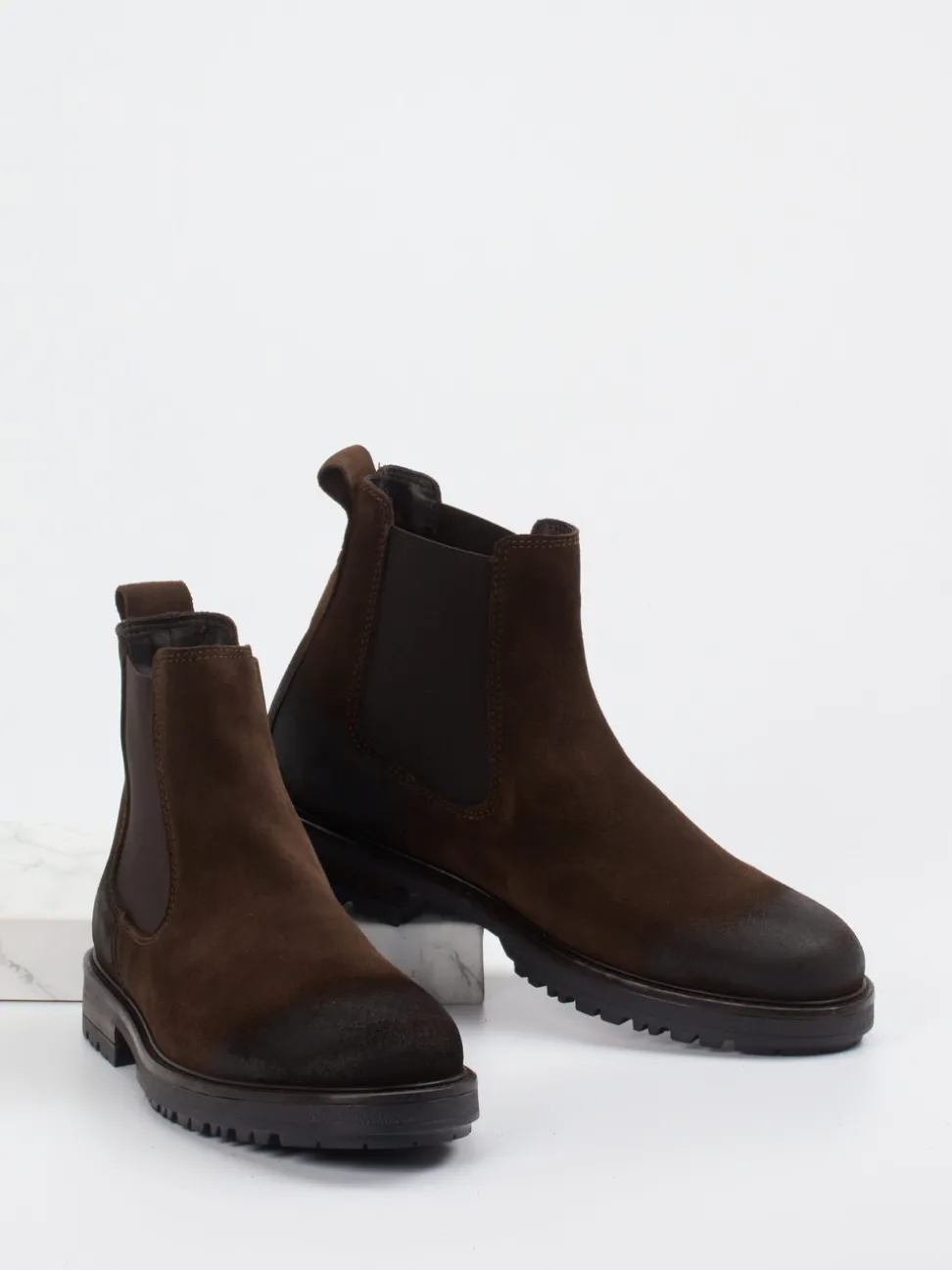 Marc O'Polo – Chelsea Boots aus Veloursleder braun