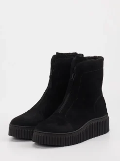 Marc O'Polo – Plateau-Stiefeletten aus Veloursleder schwarz
