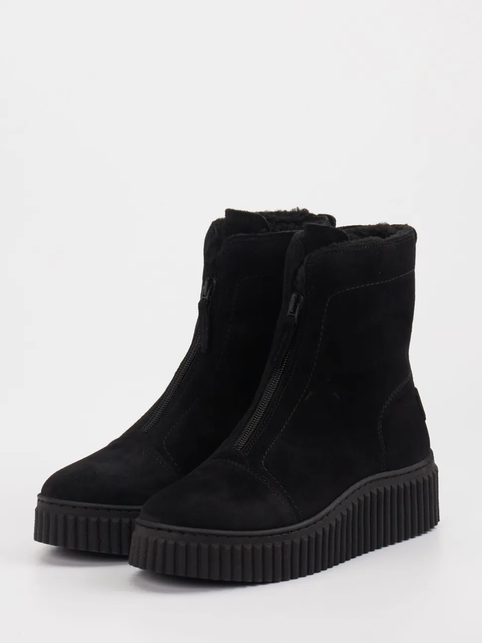 Marc O'Polo – Plateau-Stiefeletten aus Veloursleder schwarz