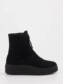 Marc O'Polo – Plateau-Stiefeletten aus Veloursleder schwarz