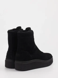 Marc O'Polo – Plateau-Stiefeletten aus Veloursleder schwarz