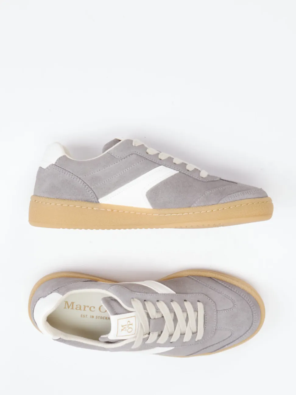 Marc O'Polo – Retro-Sneaker aus Veloursleder grau