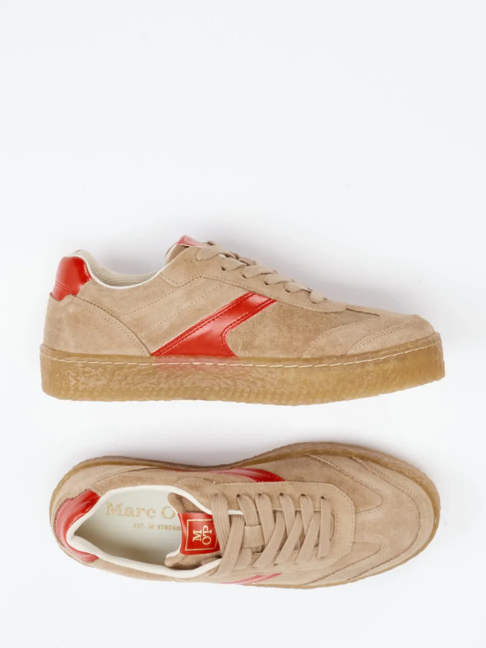 Marc O'Polo – Retro-Sneaker aus Veloursleder Beigebraun
