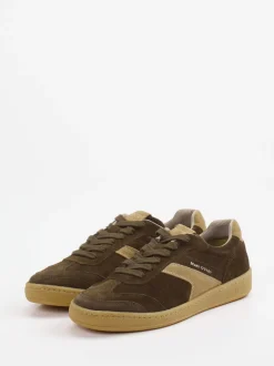 Marc O'Polo – Retro-Sneaker aus Veloursleder olivgrün