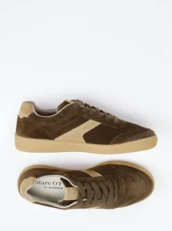 Marc O'Polo – Retro-Sneaker aus Veloursleder olivgrün