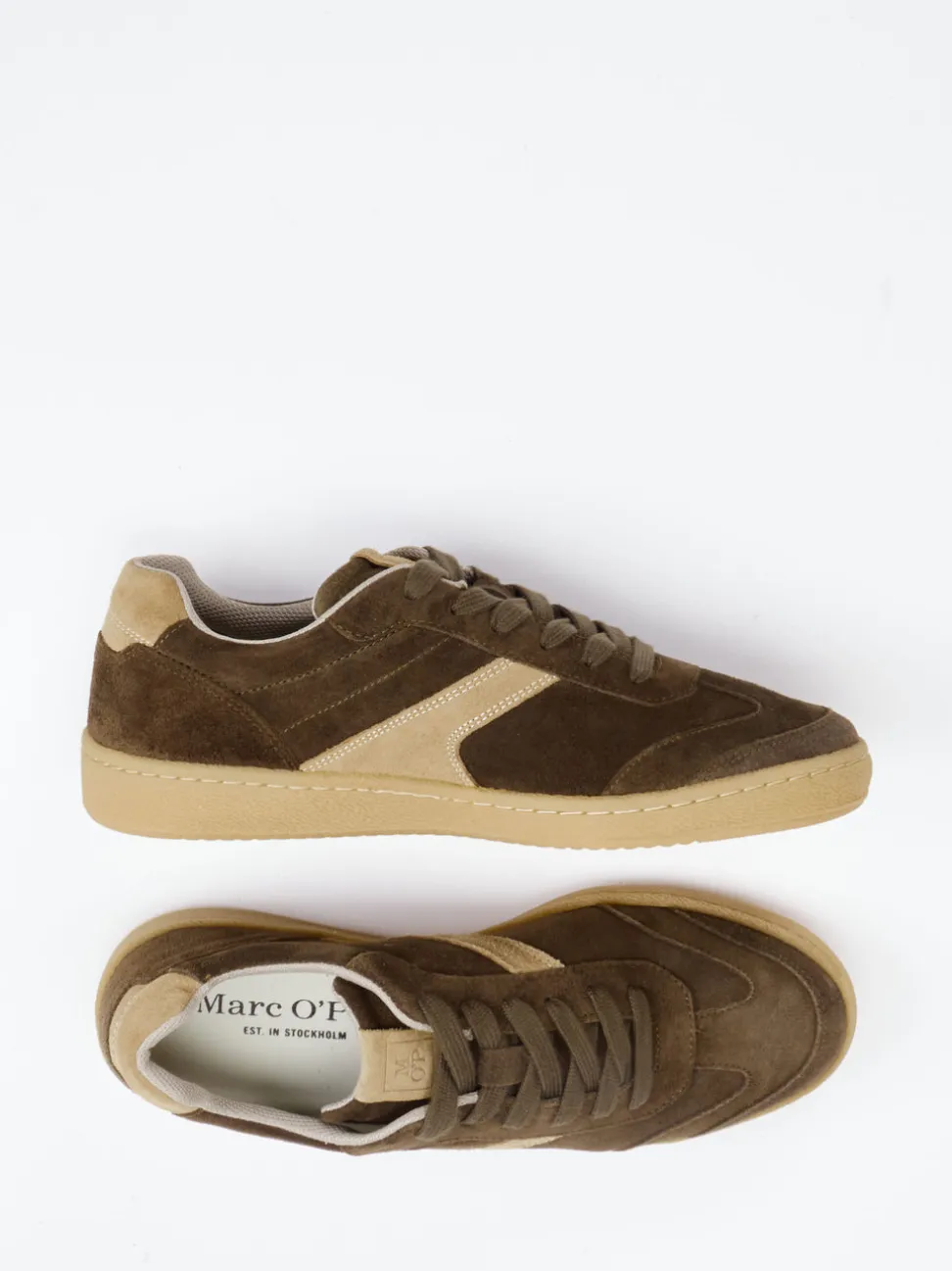 Marc O'Polo – Retro-Sneaker aus Veloursleder olivgrün