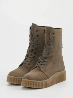 Marc O'Polo – Schnürboots aus Veloursleder Taupe