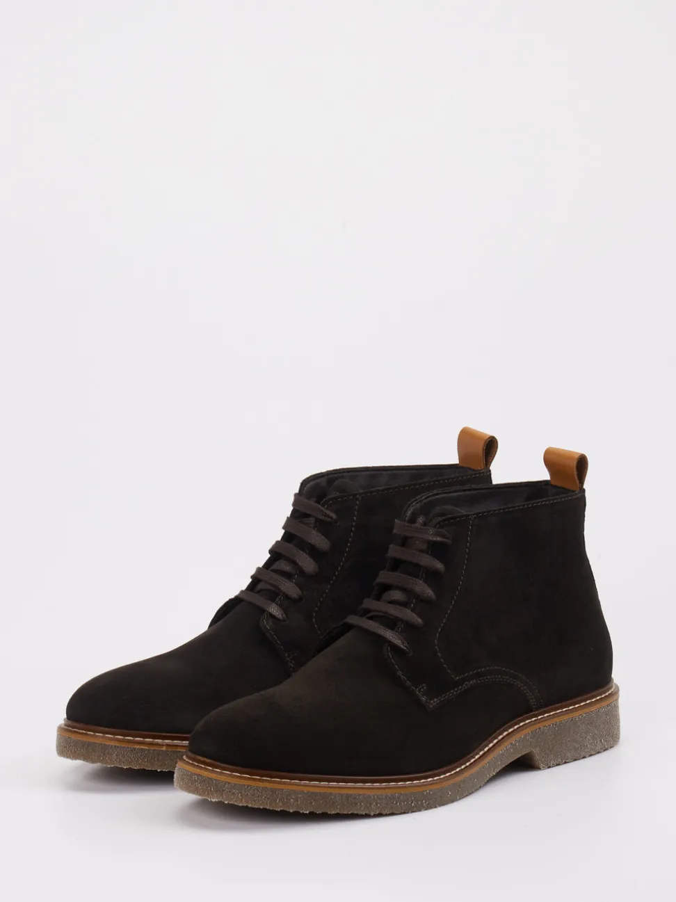 Marc O'Polo – Schnürboots aus Veloursleder in Braun