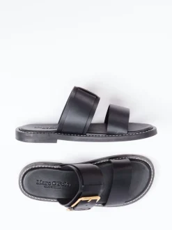Marc O'Polo – Slides aus Kalbleder in Schwarz