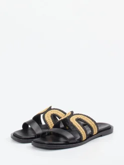 Marc O'Polo – Slides aus Lammleder mit Bastdetail