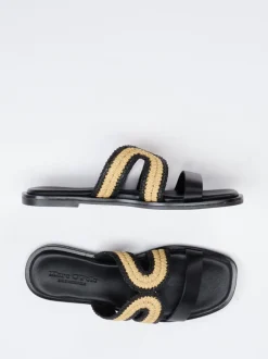 Marc O'Polo – Slides aus Lammleder mit Bastdetail