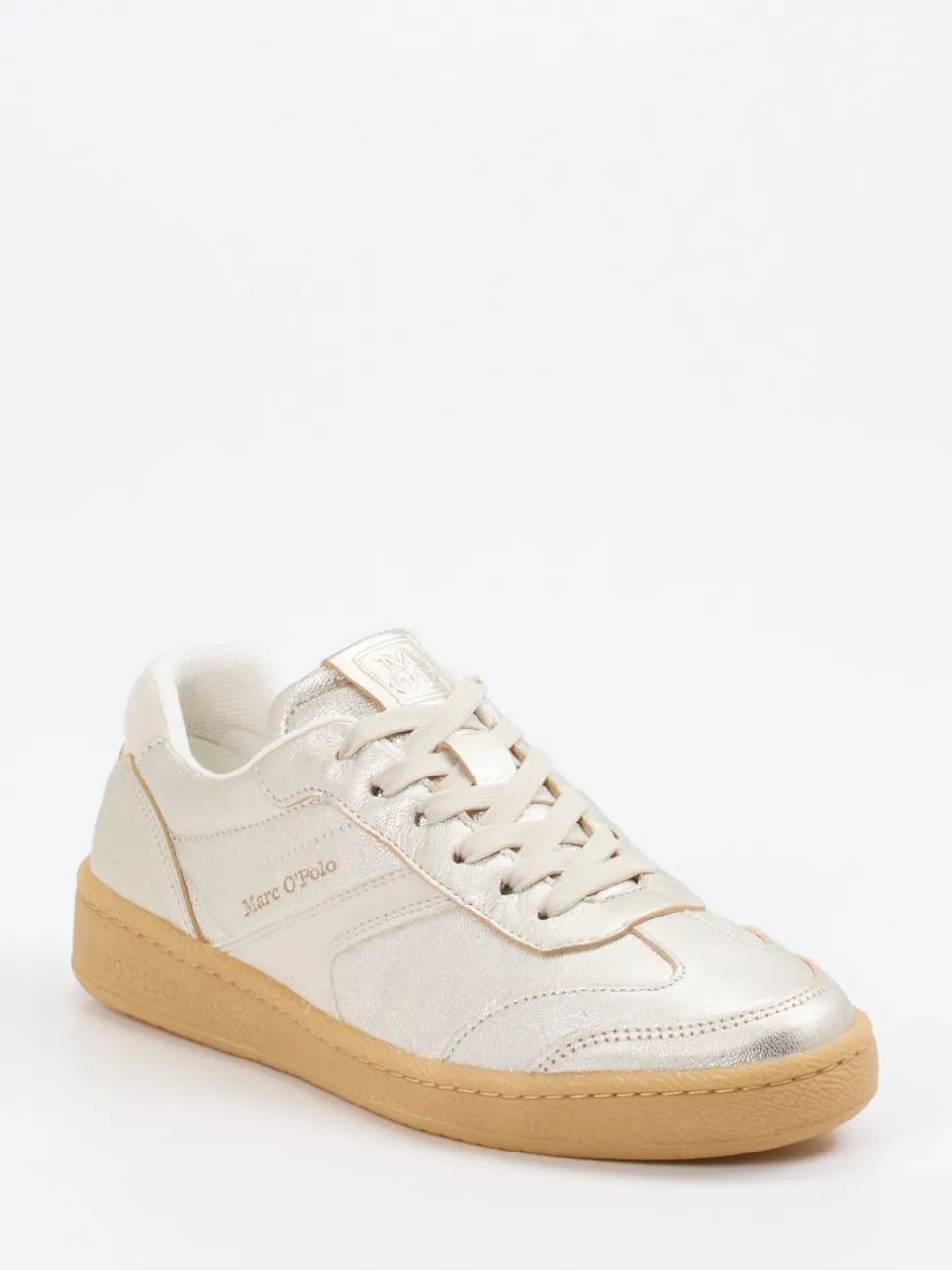 Marc O'Polo – Sneaker aus Metallicleder silberfarben